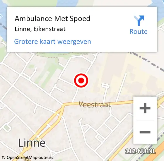 Locatie op kaart van de 112 melding: Ambulance Met Spoed Naar Linne, Eikenstraat op 8 mei 2020 15:41