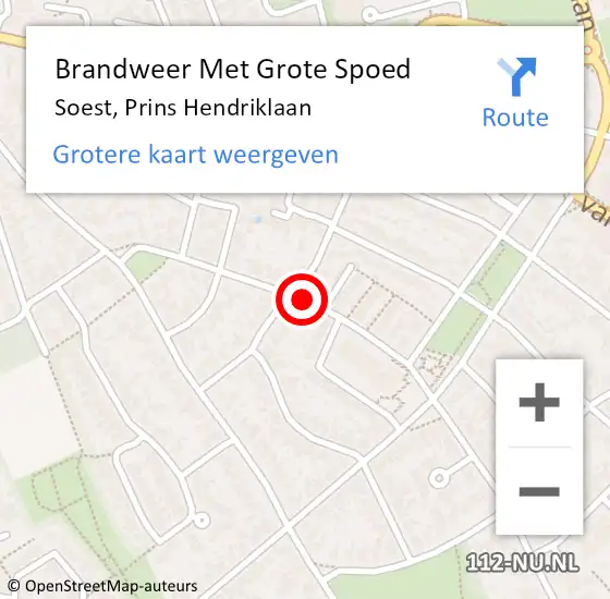 Locatie op kaart van de 112 melding: Brandweer Met Grote Spoed Naar Soest, Prins Hendriklaan op 8 mei 2020 18:23