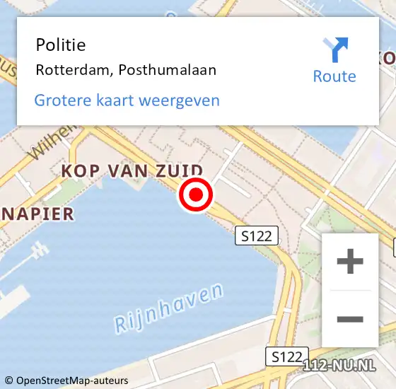 Locatie op kaart van de 112 melding: Politie Rotterdam, Posthumalaan op 8 mei 2020 19:22