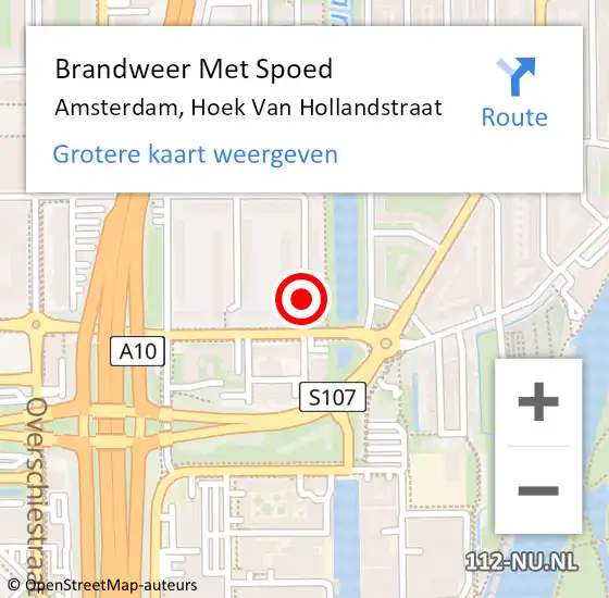 Locatie op kaart van de 112 melding: Brandweer Met Spoed Naar Amsterdam, Hoek Van Hollandstraat op 8 mei 2020 21:32