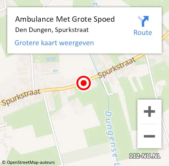 Locatie op kaart van de 112 melding: Ambulance Met Grote Spoed Naar Den Dungen, Spurkstraat op 9 mei 2020 01:12