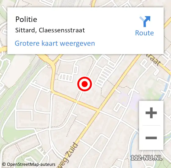 Locatie op kaart van de 112 melding: Politie Sittard, Claessensstraat op 9 mei 2020 06:19