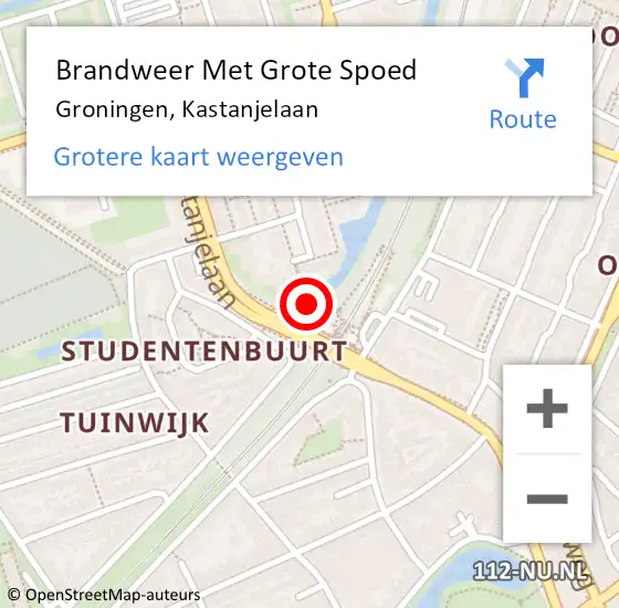 Locatie op kaart van de 112 melding: Brandweer Met Grote Spoed Naar Groningen, Kastanjelaan op 9 mei 2020 19:18