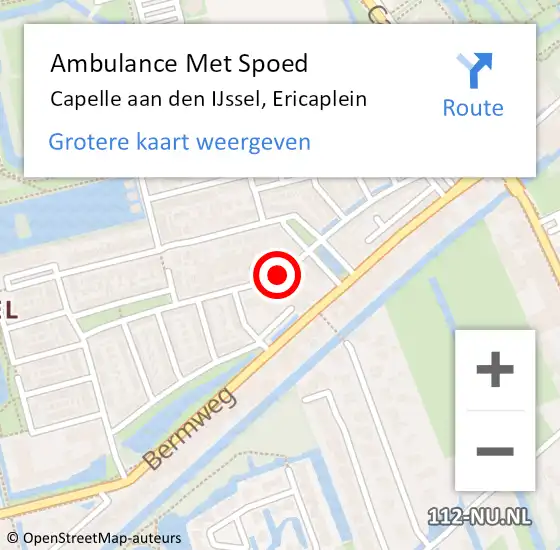 Locatie op kaart van de 112 melding: Ambulance Met Spoed Naar Capelle aan den IJssel, Ericaplein op 10 mei 2020 04:00
