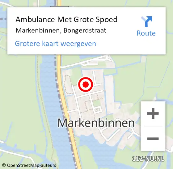 Locatie op kaart van de 112 melding: Ambulance Met Grote Spoed Naar Markenbinnen, Bongerdstraat op 10 mei 2020 11:28