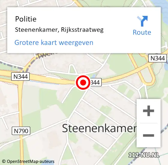 Locatie op kaart van de 112 melding: Politie Steenenkamer, Rijksstraatweg op 10 mei 2020 11:39