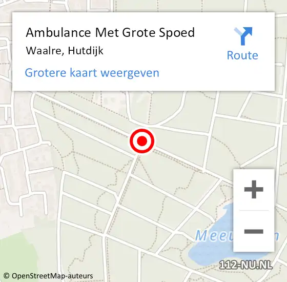 Locatie op kaart van de 112 melding: Ambulance Met Grote Spoed Naar Waalre, Hutdijk op 10 mei 2020 13:17