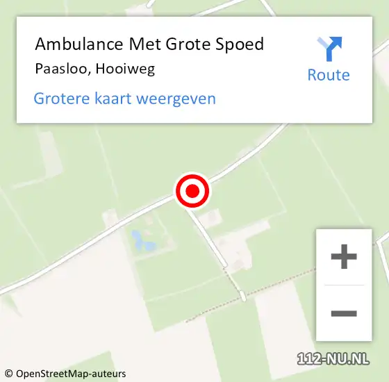 Locatie op kaart van de 112 melding: Ambulance Met Grote Spoed Naar Paasloo, Hooiweg op 10 mei 2020 14:16