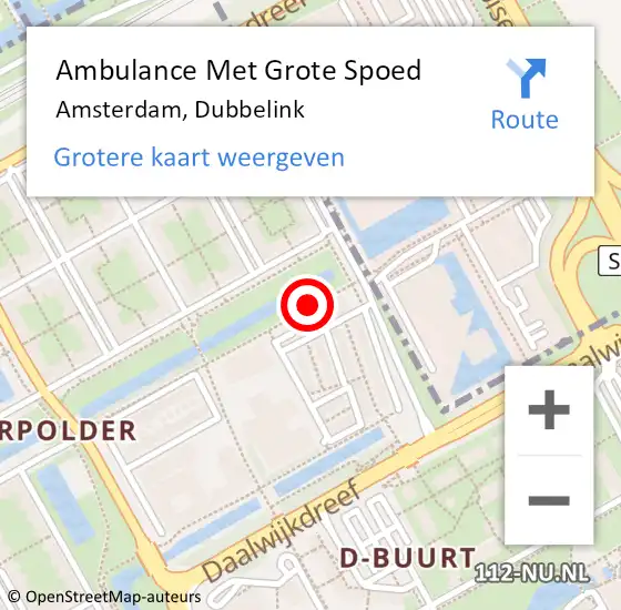 Locatie op kaart van de 112 melding: Ambulance Met Grote Spoed Naar Amsterdam, Dubbelink op 10 mei 2020 15:18