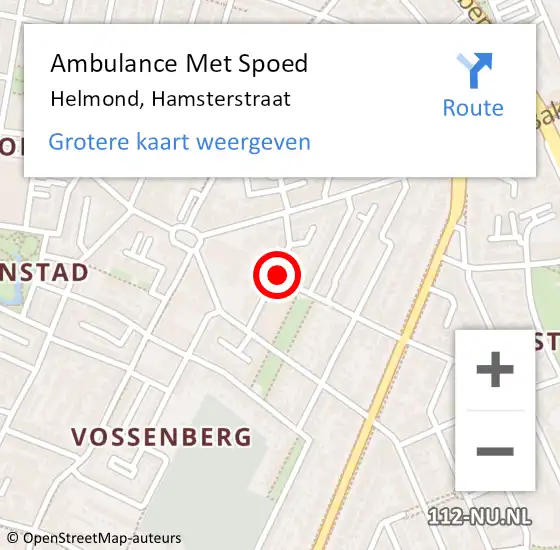 Locatie op kaart van de 112 melding: Ambulance Met Spoed Naar Helmond, Hamsterstraat op 10 mei 2020 16:37