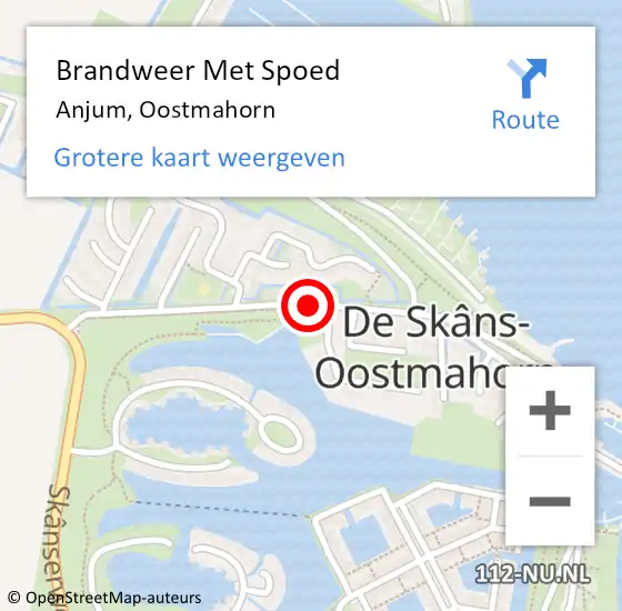 Locatie op kaart van de 112 melding: Brandweer Met Spoed Naar Anjum, Oostmahorn op 10 mei 2020 19:56