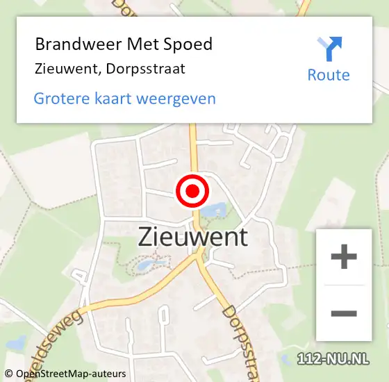 Locatie op kaart van de 112 melding: Brandweer Met Spoed Naar Zieuwent, Dorpsstraat op 11 mei 2020 04:08