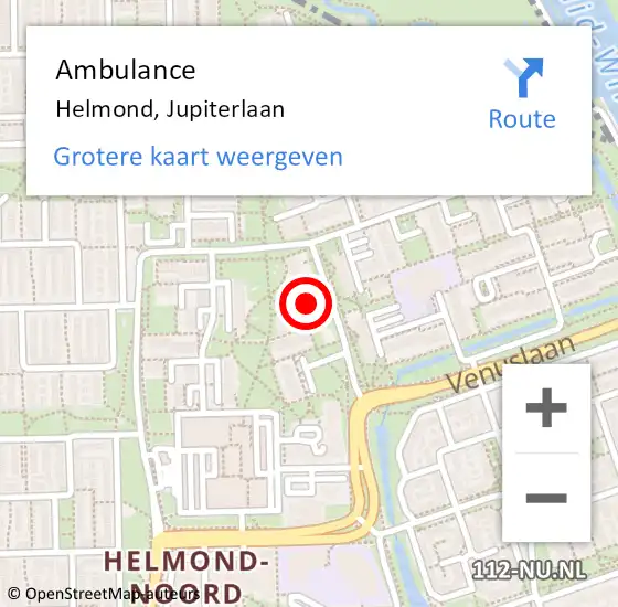 Locatie op kaart van de 112 melding: Ambulance Helmond, Jupiterlaan op 11 mei 2020 11:11