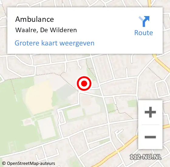 Locatie op kaart van de 112 melding: Ambulance Waalre, De Wilderen op 11 mei 2020 11:26