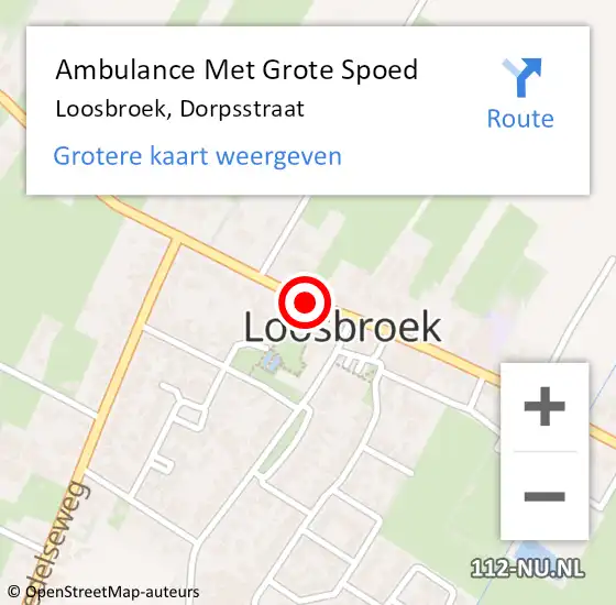 Locatie op kaart van de 112 melding: Ambulance Met Grote Spoed Naar Loosbroek, Dorpsstraat op 11 mei 2020 11:42
