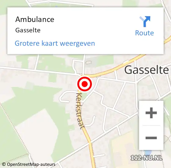 Locatie op kaart van de 112 melding: Ambulance Gasselte op 11 mei 2020 12:44
