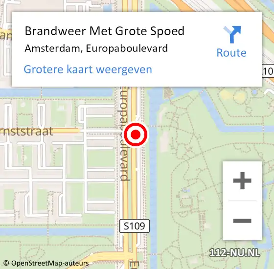 Locatie op kaart van de 112 melding: Brandweer Met Grote Spoed Naar Amsterdam, Europaboulevard op 11 mei 2020 13:31