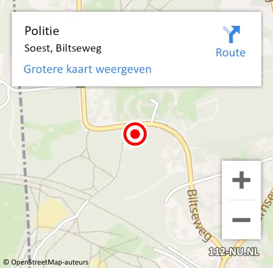 Locatie op kaart van de 112 melding: Politie Soest, Biltseweg op 11 mei 2020 13:49