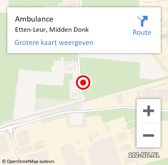 Locatie op kaart van de 112 melding: Ambulance Etten-Leur, Midden Donk op 6 mei 2014 12:22
