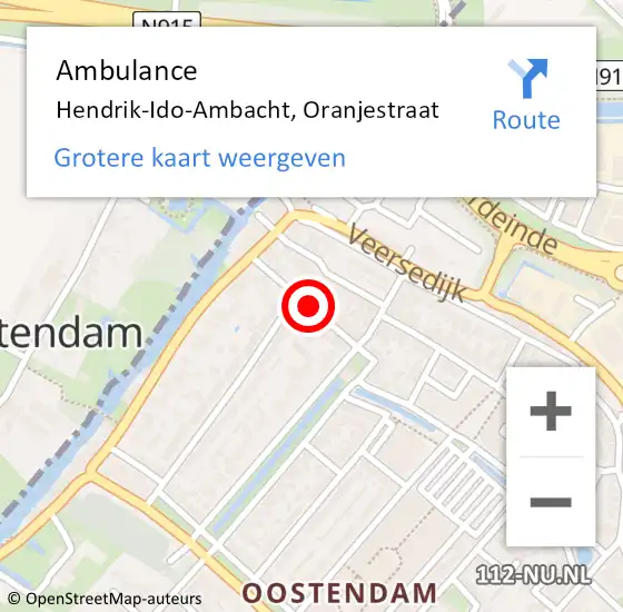 Locatie op kaart van de 112 melding: Ambulance Hendrik-Ido-Ambacht, Oranjestraat op 11 mei 2020 23:20