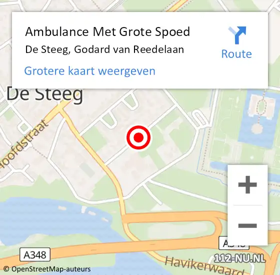 Locatie op kaart van de 112 melding: Ambulance Met Grote Spoed Naar De Steeg, Godard van Reedelaan op 12 mei 2020 09:56