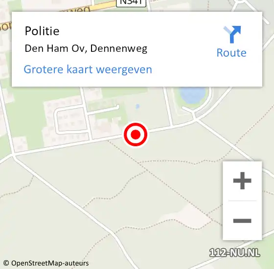 Locatie op kaart van de 112 melding: Politie Den Ham Ov, Dennenweg op 12 mei 2020 11:17