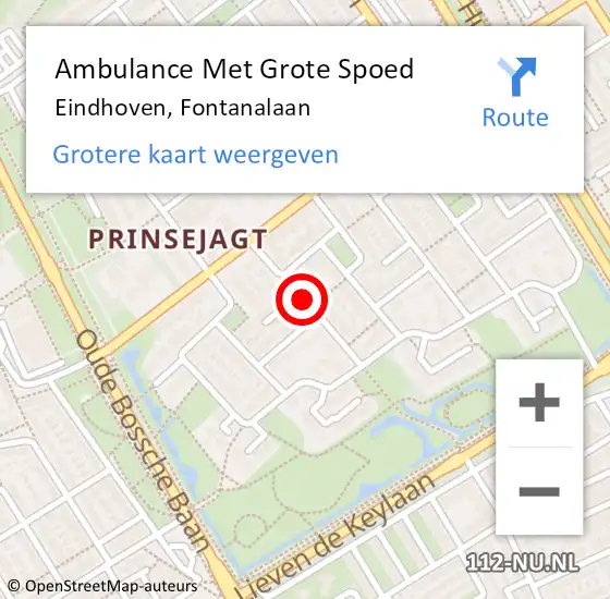 Locatie op kaart van de 112 melding: Ambulance Met Grote Spoed Naar Eindhoven, Fontanalaan op 12 mei 2020 12:25