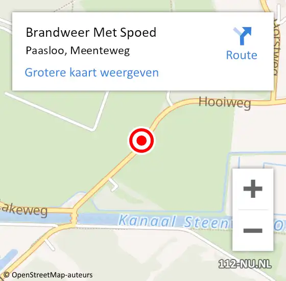 Locatie op kaart van de 112 melding: Brandweer Met Spoed Naar Paasloo, Meenteweg op 12 mei 2020 13:24
