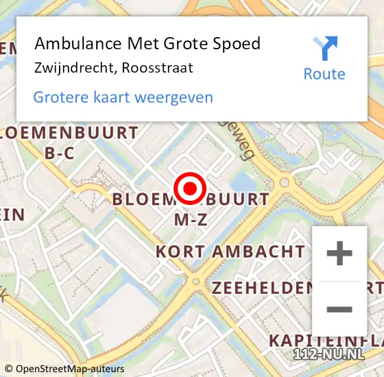 Locatie op kaart van de 112 melding: Ambulance Met Grote Spoed Naar Zwijndrecht, Roosstraat op 12 mei 2020 21:16