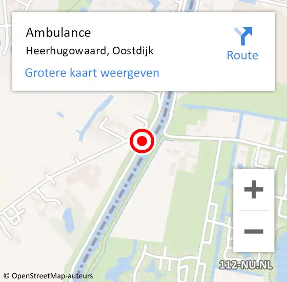 Locatie op kaart van de 112 melding: Ambulance Heerhugowaard, Oostdijk op 12 mei 2020 23:47