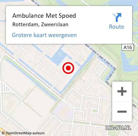 Locatie op kaart van de 112 melding: Ambulance Met Spoed Naar Rotterdam, Zweerslaan op 13 mei 2020 00:19