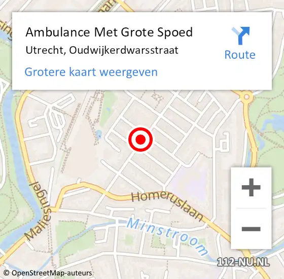 Locatie op kaart van de 112 melding: Ambulance Met Grote Spoed Naar Utrecht, Oudwijkerdwarsstraat op 13 mei 2020 00:50