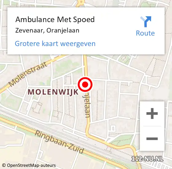Locatie op kaart van de 112 melding: Ambulance Met Spoed Naar Zevenaar, Oranjelaan op 13 mei 2020 02:38