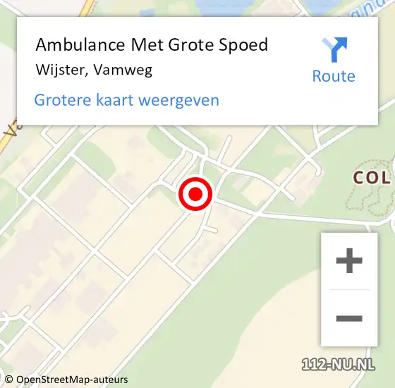 Locatie op kaart van de 112 melding: Ambulance Met Grote Spoed Naar Wijster, Vamweg op 13 mei 2020 06:45