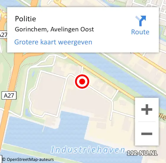 Locatie op kaart van de 112 melding: Politie Gorinchem, Avelingen Oost op 13 mei 2020 08:21