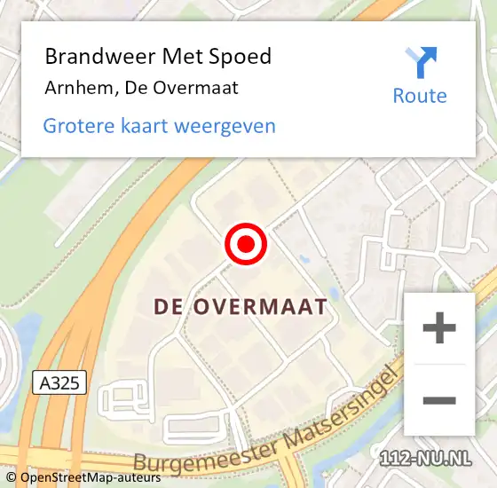 Locatie op kaart van de 112 melding: Brandweer Met Spoed Naar Arnhem, De Overmaat op 13 mei 2020 12:47