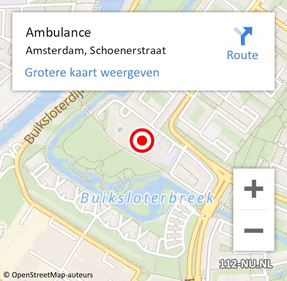Locatie op kaart van de 112 melding: Ambulance Amsterdam, Schoenerstraat op 13 mei 2020 14:25