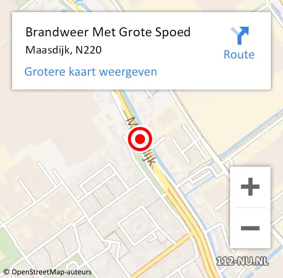 Locatie op kaart van de 112 melding: Brandweer Met Grote Spoed Naar Maasdijk, N220 op 13 mei 2020 15:13