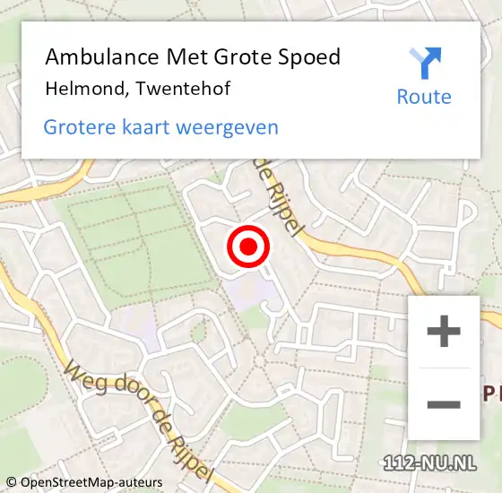 Locatie op kaart van de 112 melding: Ambulance Met Grote Spoed Naar Helmond, Twentehof op 13 mei 2020 15:49