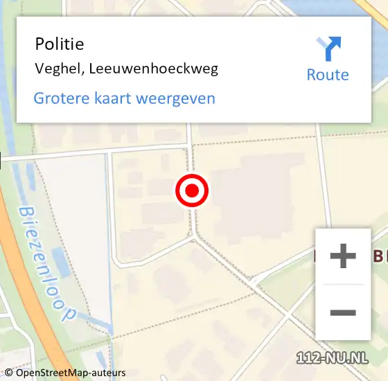 Locatie op kaart van de 112 melding: Politie Veghel, Leeuwenhoeckweg op 13 mei 2020 16:35