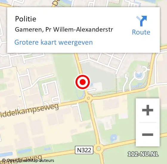 Locatie op kaart van de 112 melding: Politie Gameren, Pr Willem-Alexanderstr op 13 mei 2020 19:31