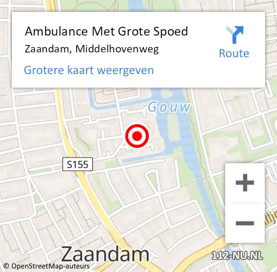 Locatie op kaart van de 112 melding: Ambulance Met Grote Spoed Naar Zaandam, Middelhovenweg op 14 mei 2020 10:30