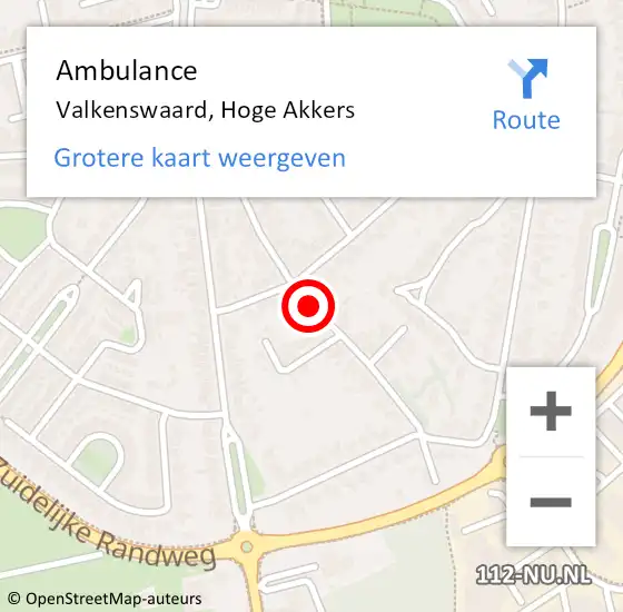 Locatie op kaart van de 112 melding: Ambulance Valkenswaard, Hoge Akkers op 14 mei 2020 11:16