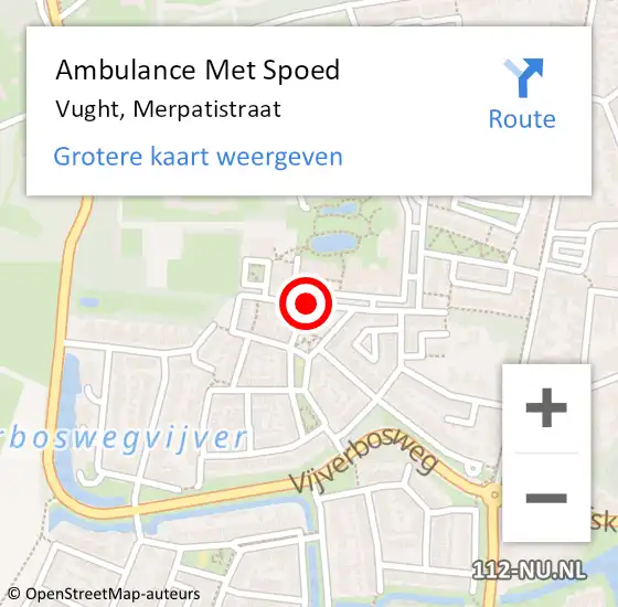 Locatie op kaart van de 112 melding: Ambulance Met Spoed Naar Vught, Merpatistraat op 14 mei 2020 12:51