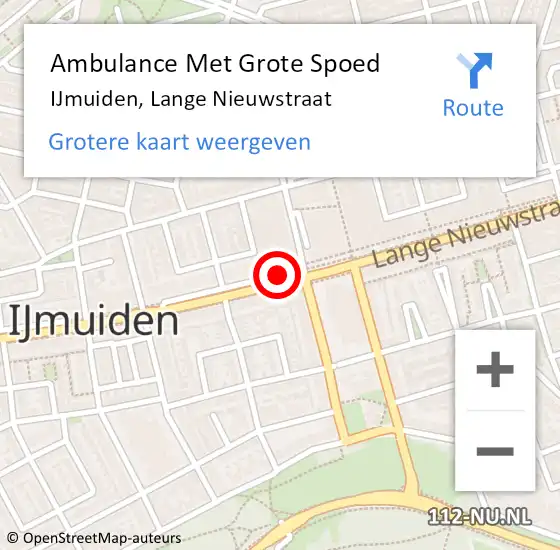 Locatie op kaart van de 112 melding: Ambulance Met Grote Spoed Naar IJmuiden, Lange Nieuwstraat op 14 mei 2020 15:44