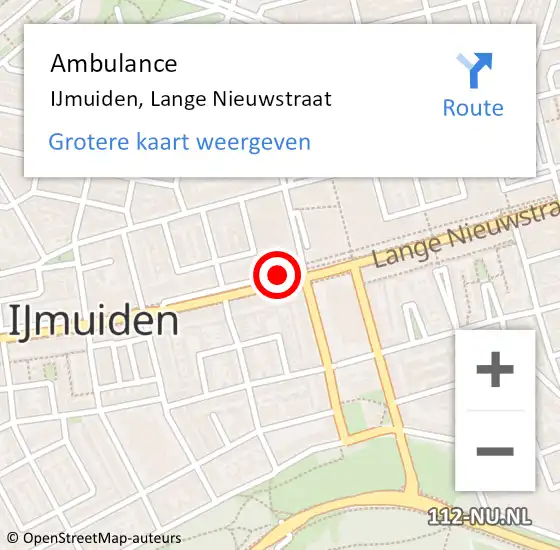 Locatie op kaart van de 112 melding: Ambulance IJmuiden, Lange Nieuwstraat op 14 mei 2020 16:19
