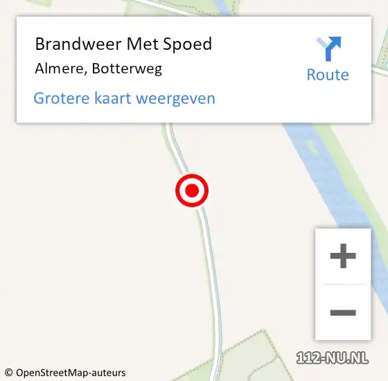 Locatie op kaart van de 112 melding: Brandweer Met Spoed Naar Almere, Botterweg op 14 mei 2020 17:59
