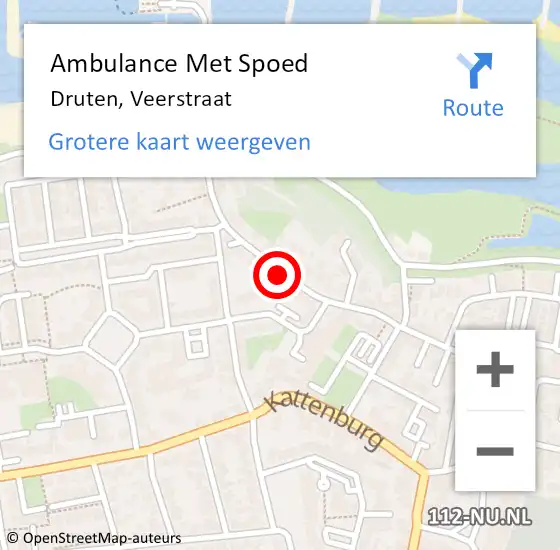 Locatie op kaart van de 112 melding: Ambulance Met Spoed Naar Druten, Veerstraat op 14 mei 2020 18:26