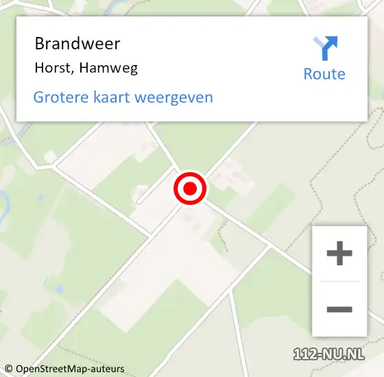 Locatie op kaart van de 112 melding: Brandweer Horst, Hamweg op 14 mei 2020 20:29