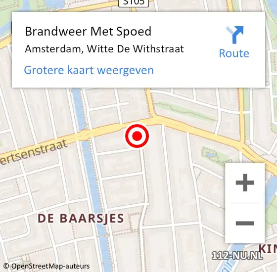 Locatie op kaart van de 112 melding: Brandweer Met Spoed Naar Amsterdam, Witte De Withstraat op 15 mei 2020 09:26